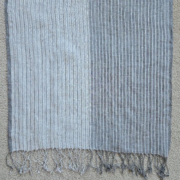 Accessories - NWOT Linen Scarf Grey & White Stripe